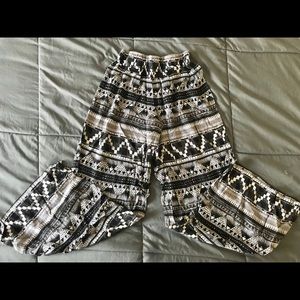 White & Black Aztec Pattern Hippie Pants